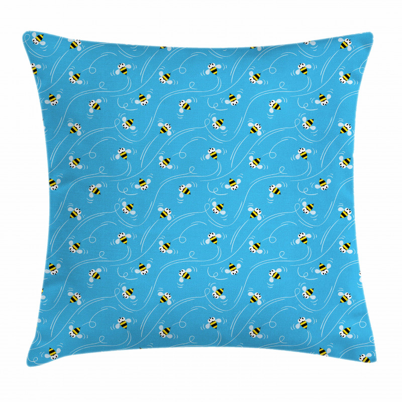 Funny Flying Insect on Sky Pillow Cover