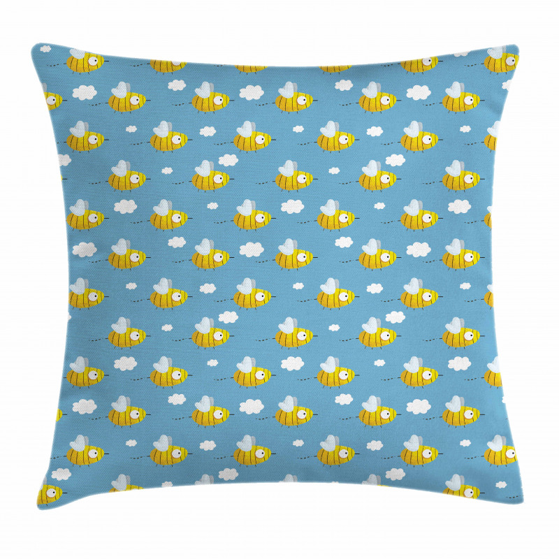 Bees Wings Big Eyes Doodle Pillow Cover