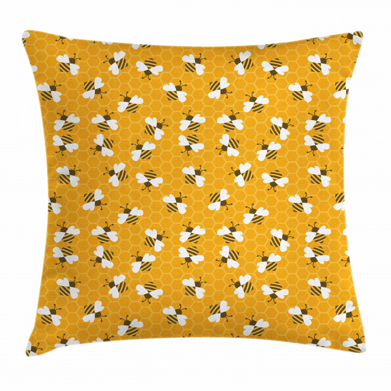 Bees Producing Honey Cells Pillow Cover