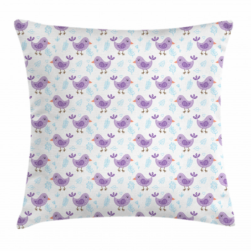 Lullaby Themed Birds Pillow Cover