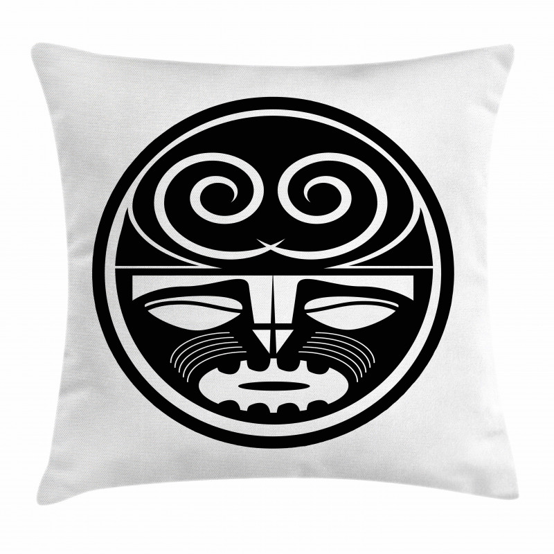 Black Maori Mask Design Pillow Cover