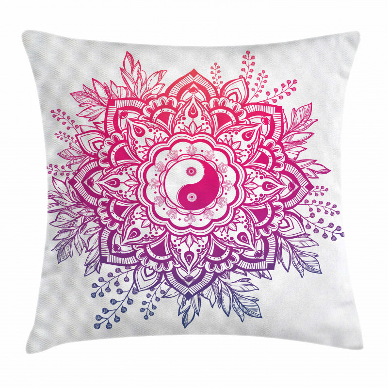 Floral Yin Yang Sign Pillow Cover