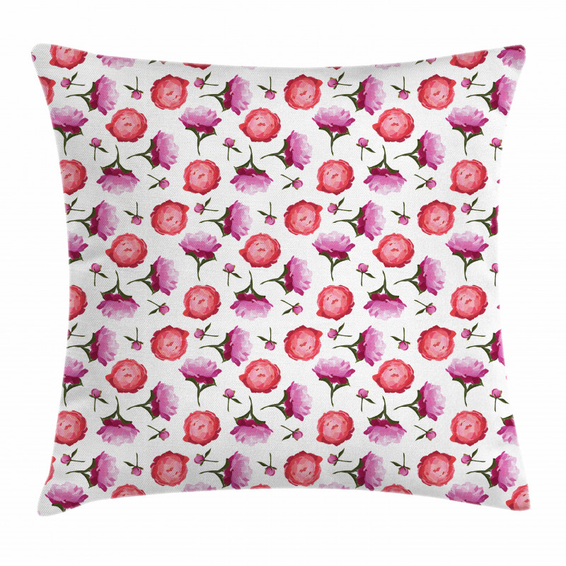 Pink and Violet Peonies Pillow Cover