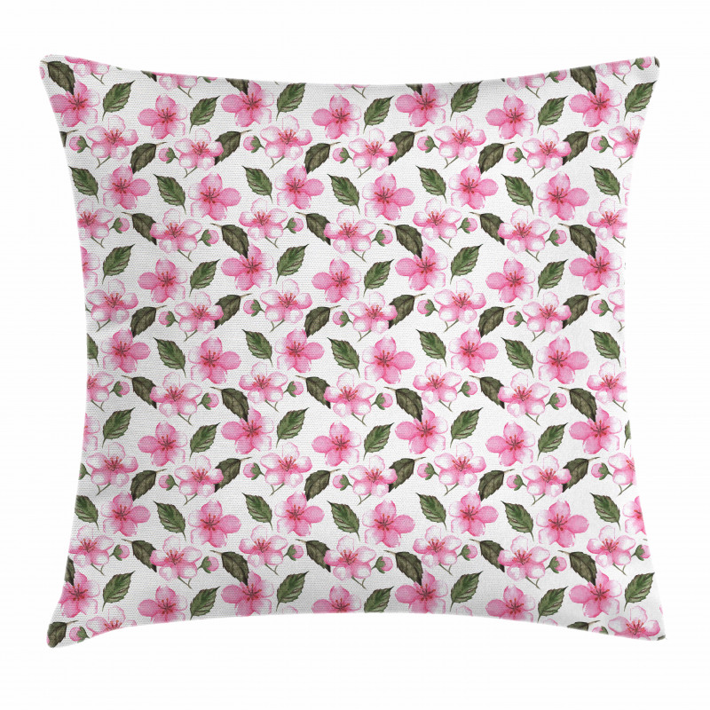 Watercolor Sakura Design Pillow Cover