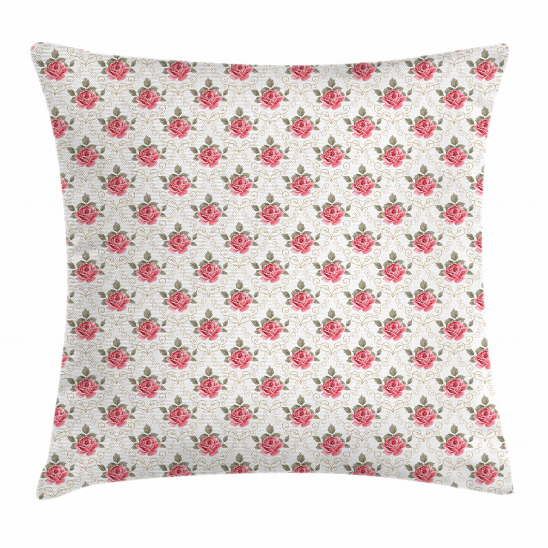 Damask Inspired Rose Pillow Cover