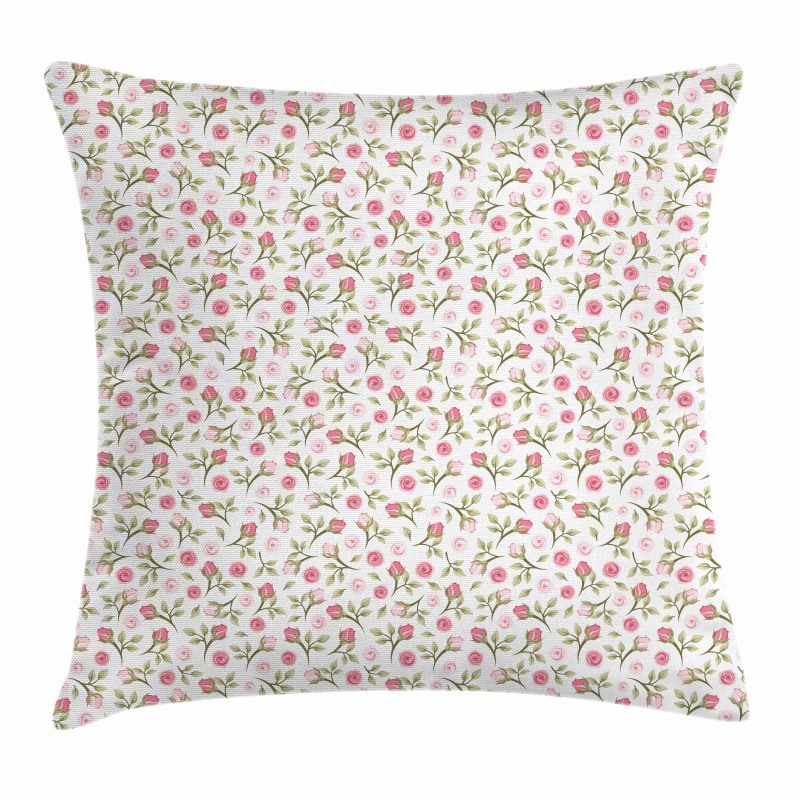 Top View Roses and Buds Pillow Cover