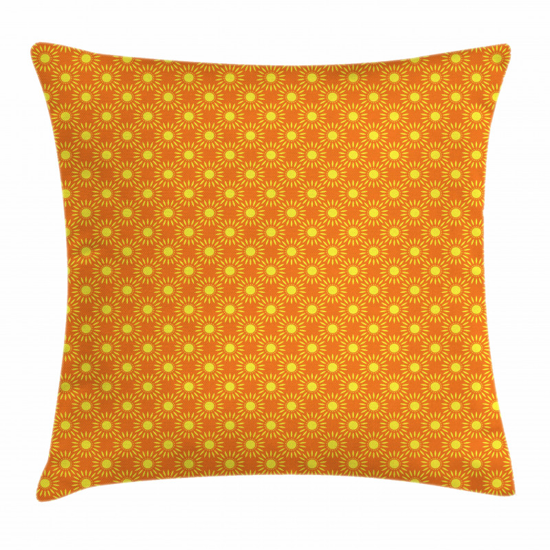 Warm Colored Sun Motif Pillow Cover