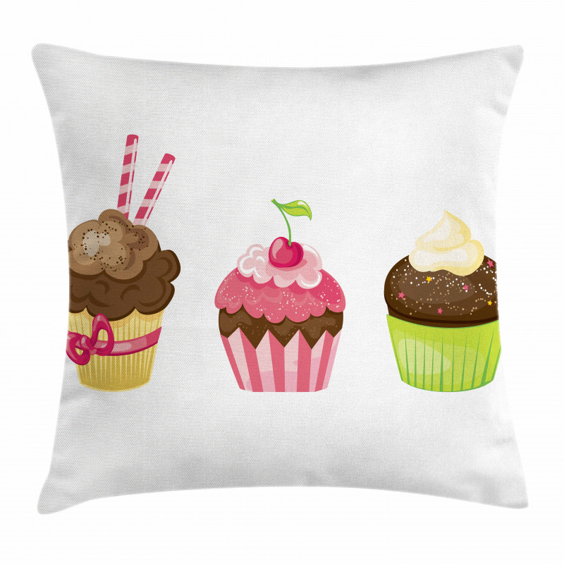 Puffy Party Cupcakes Pillow Cover