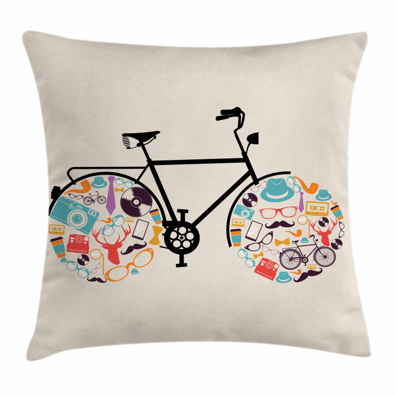 Bike with Retro Pillow Cover