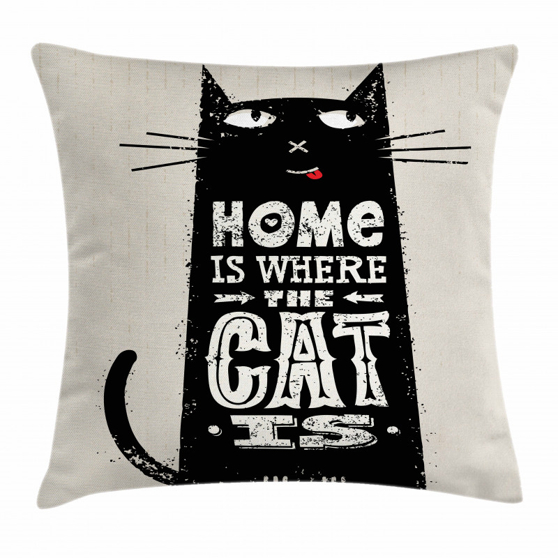 Black Cat Stained Pillow Cover