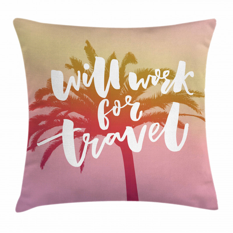 Summer Travel Palm Pillow Cover