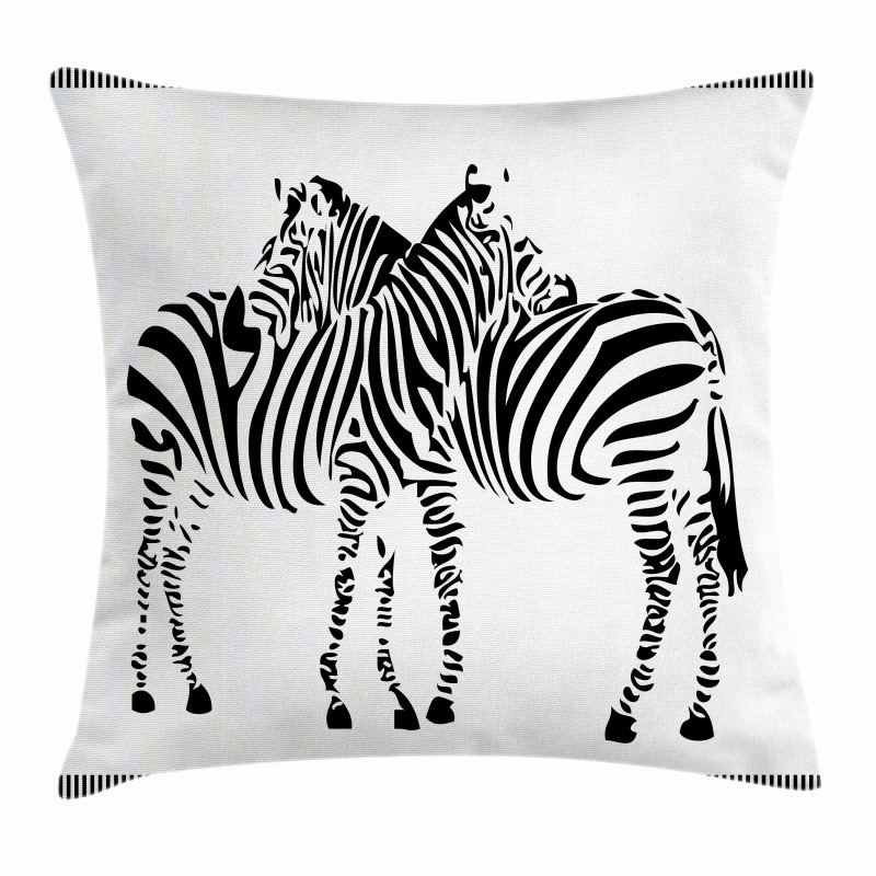 2 Zebras Silhouette Pillow Cover