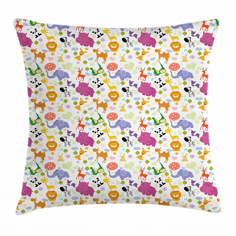 Doodle Wild Animals Pillow Cover