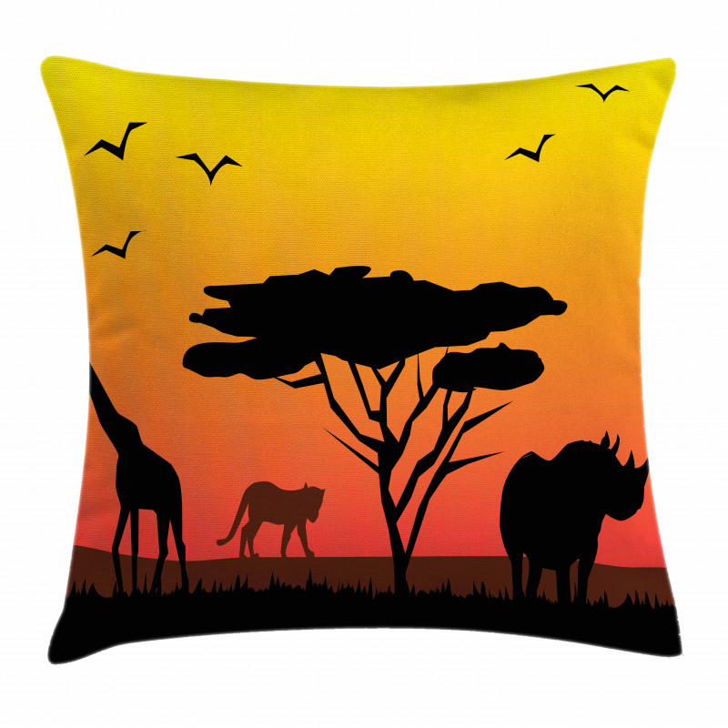 Silhouette of Animals Pillow Cover