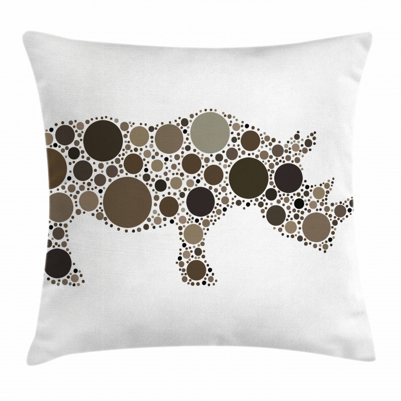 Rhino Dots Silhouette Pillow Cover