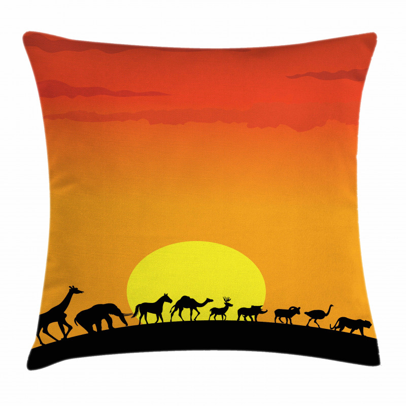 Animals Sun Silhouette Pillow Cover