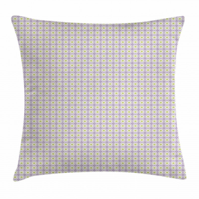 Square Grid Floral Pillow Cover