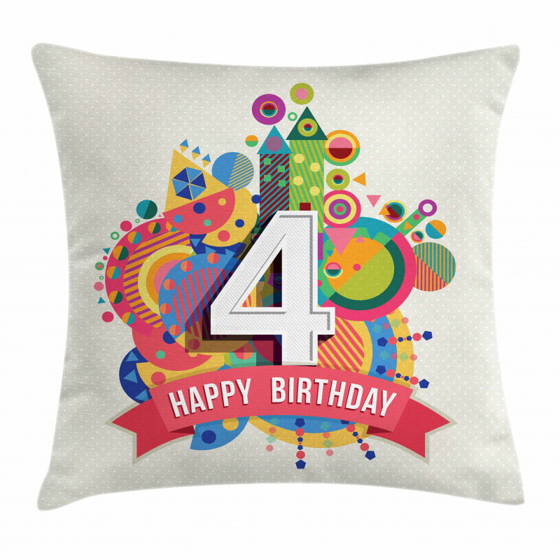 4 Years Old Colorful Pillow Cover