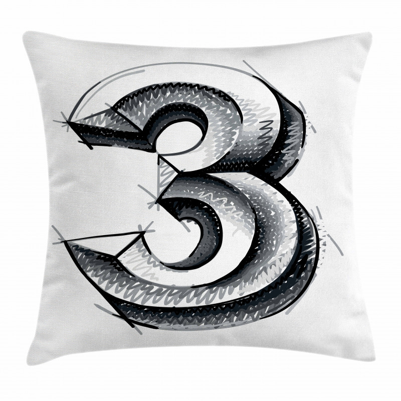Sketchy Numeral 3 Pillow Cover