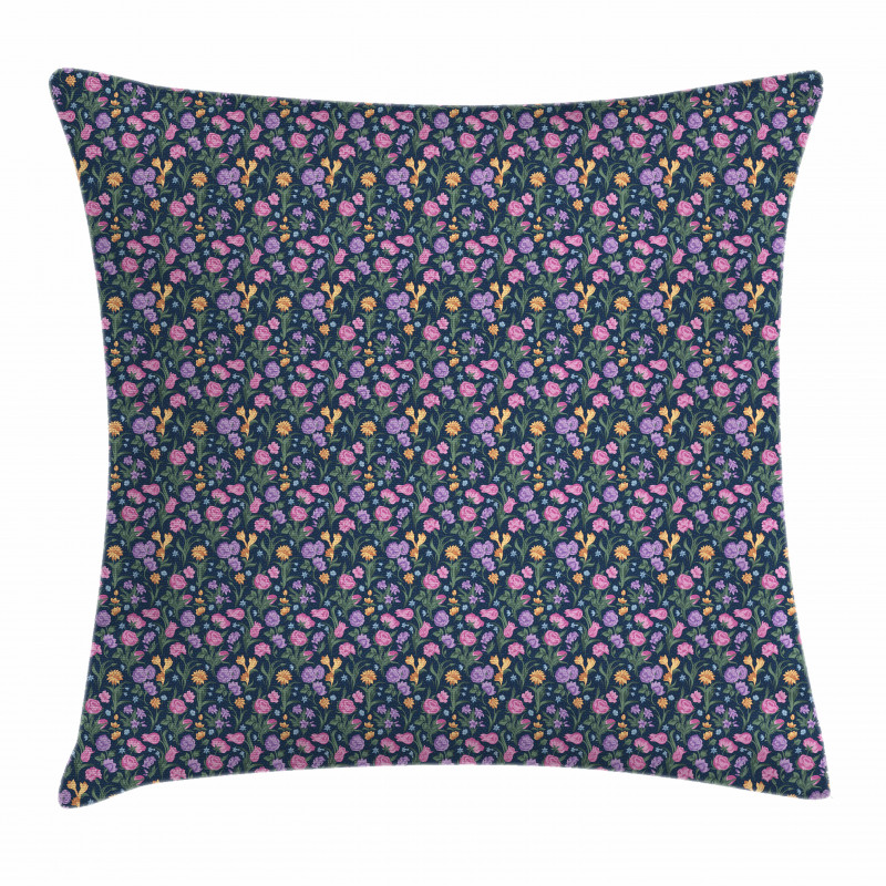 Tulips and Violet Pansy Pillow Cover