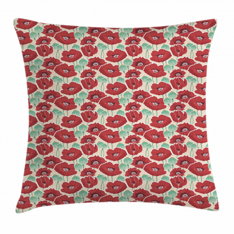 Watercolor Effect Poppy Pillow Cover