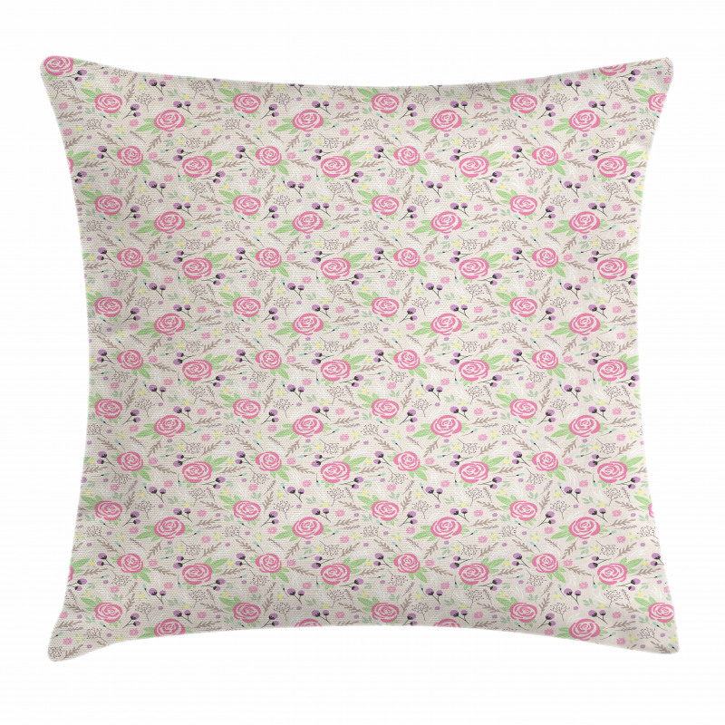 Silhouette Rose Buds Pillow Cover