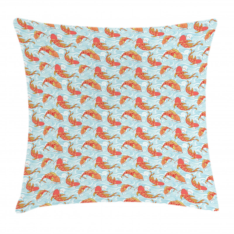 Japanese Carps in the Sea Pillow Cover
