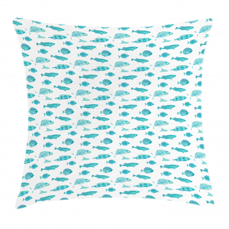 Doodle Art Aquatic Life Pillow Cover