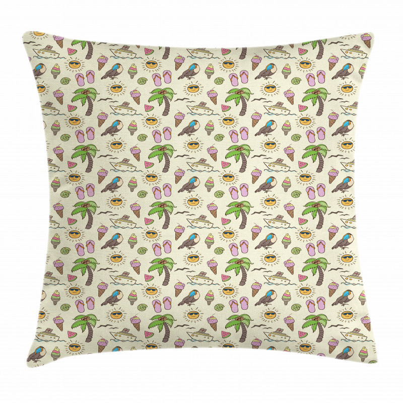 Ice Cream and Toucan Pillow Cover