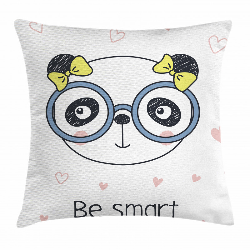 Doodle Panda Girl Glasses Pillow Cover