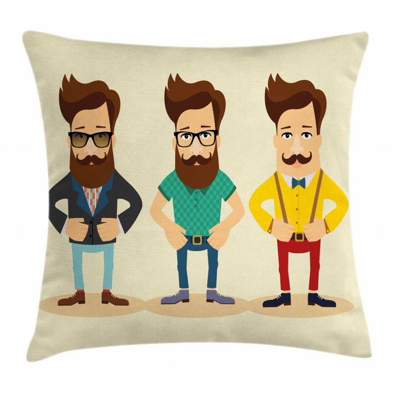 Men Hipster Fashion Sketch Pillow Cover