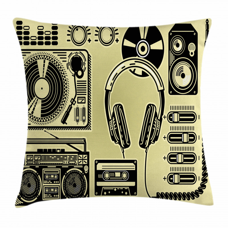 Turntable Headphones Pillow Cover