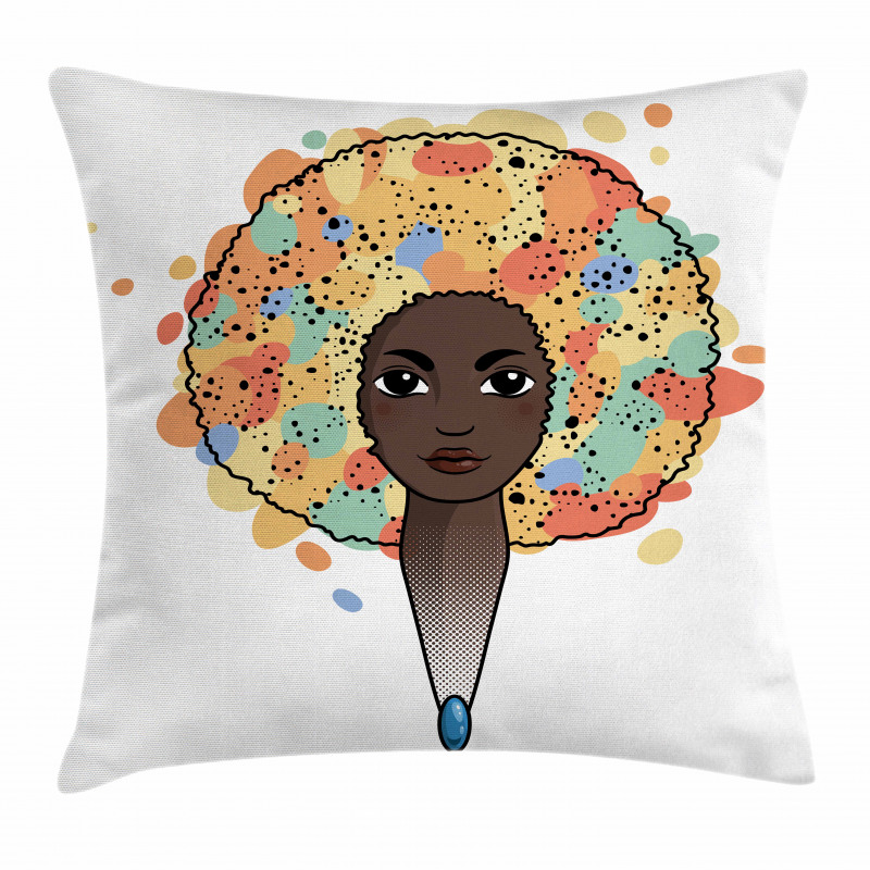 Woman with Luxuriant Hair Pillow Cover