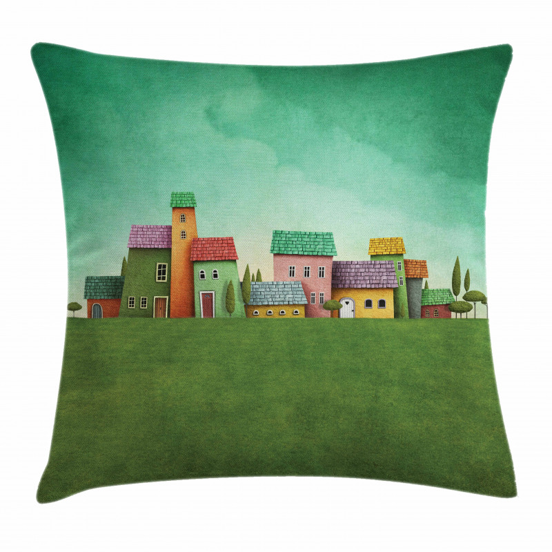 Village of Absurd Houses Pillow Cover