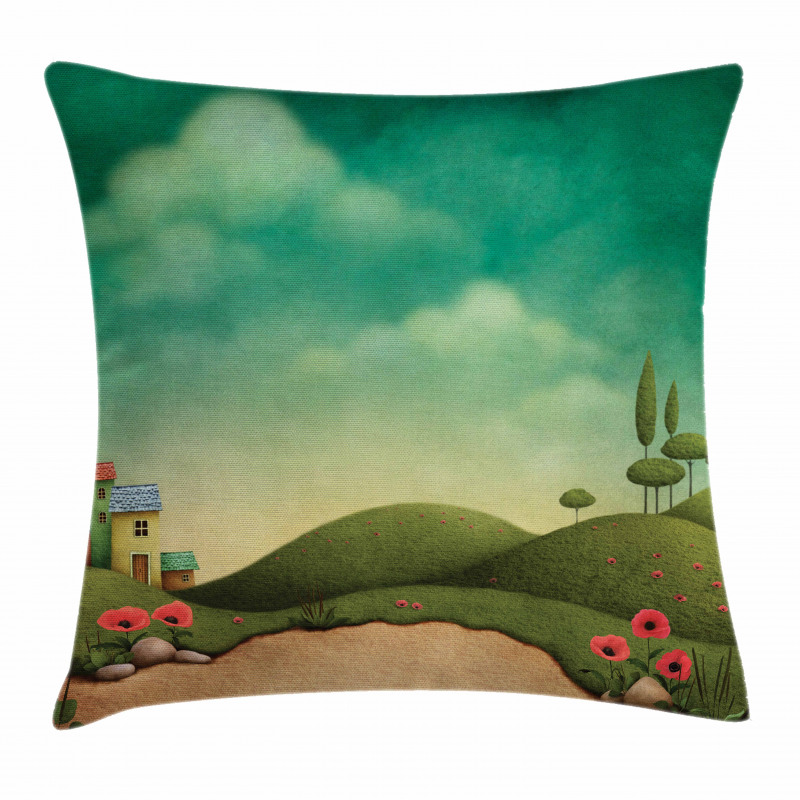 Abandoned Village Houses Pillow Cover