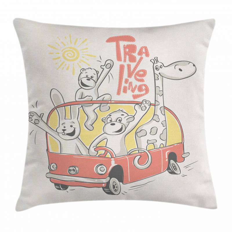 Traveling Animals Pillow Cover