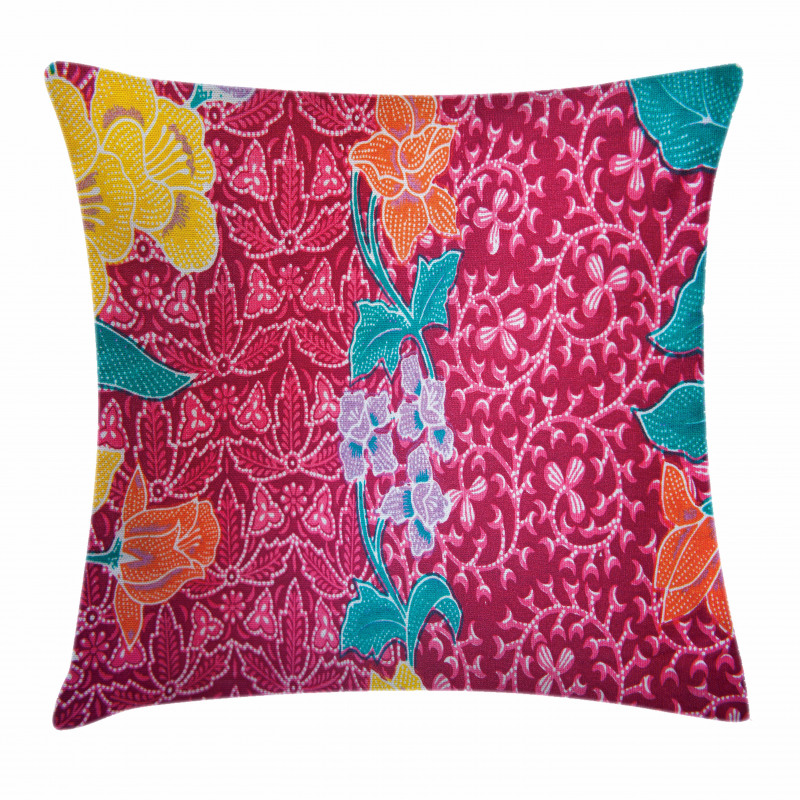 Colorful Blossoms Batik Pillow Cover