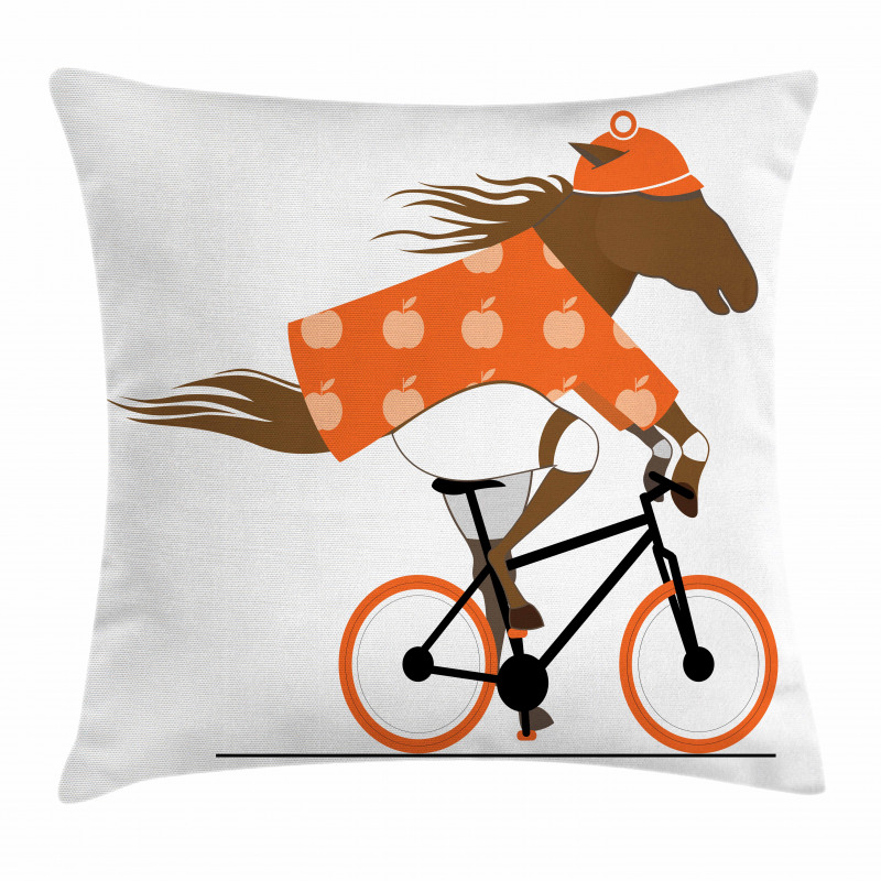 Hipster Horse Riding Bike Pillow Cover