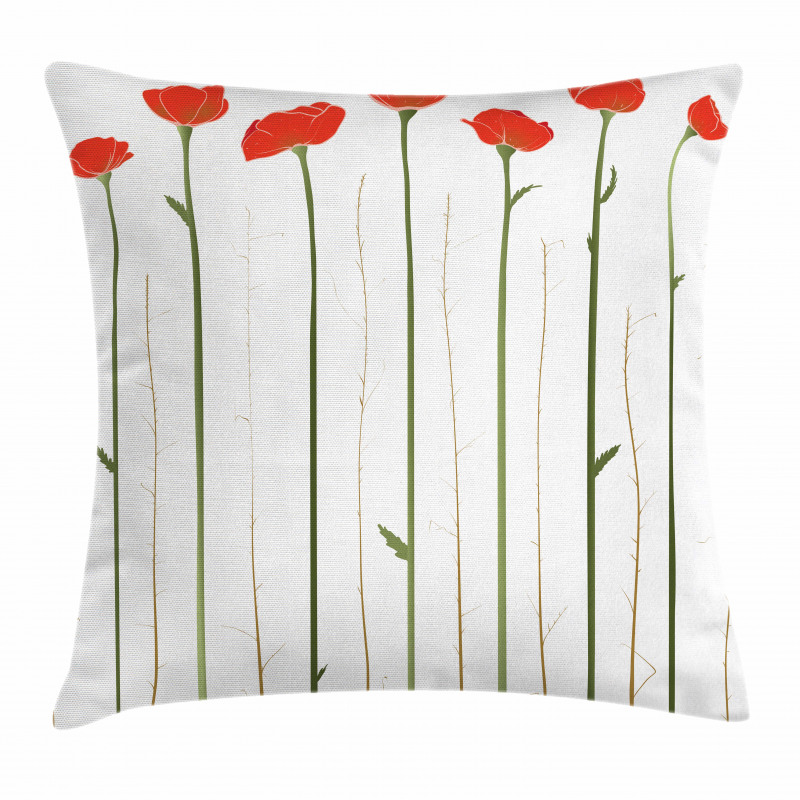 Red Poppies on Spring Pillow Cover