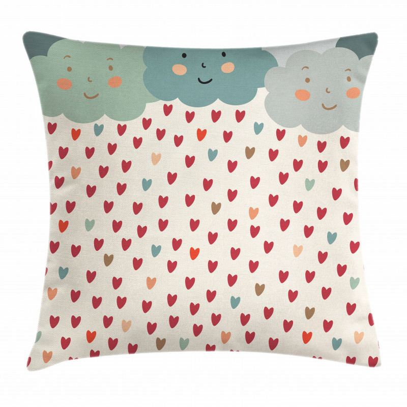 Hearts Raindrops Clouds Pillow Cover