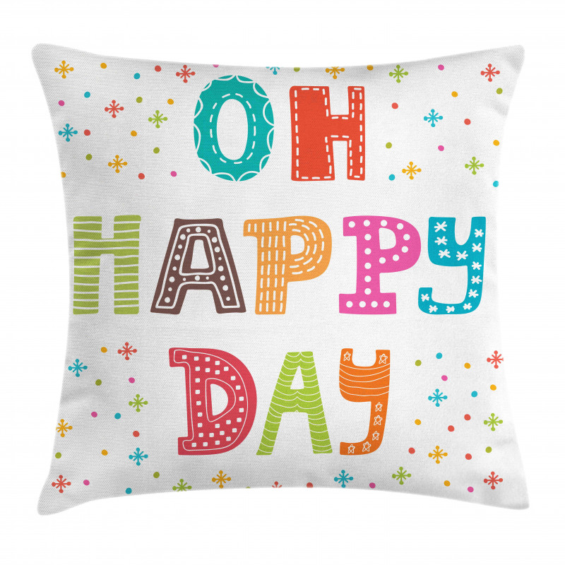Happy Day Words Pillow Cover