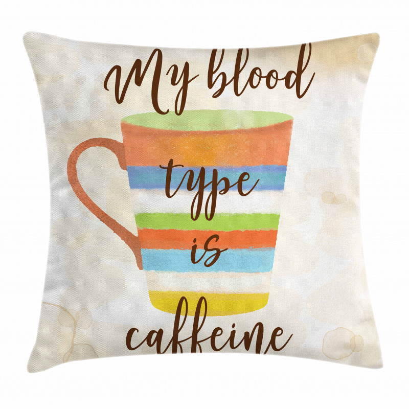 Caffeine Words Retro Mug Pillow Cover