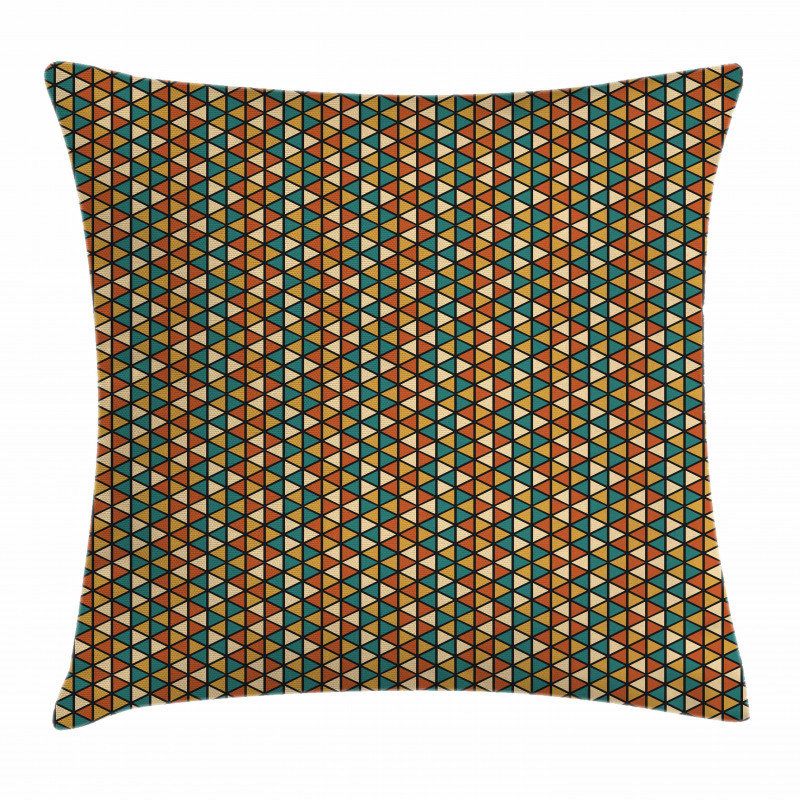 Retro Grid Triangles Pillow Cover