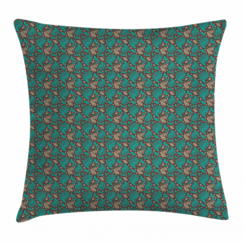 Retro Curly Leaves Pillow Cover