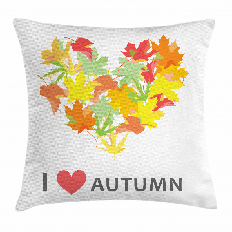 Maple Leaves with Heart Pillow Cover