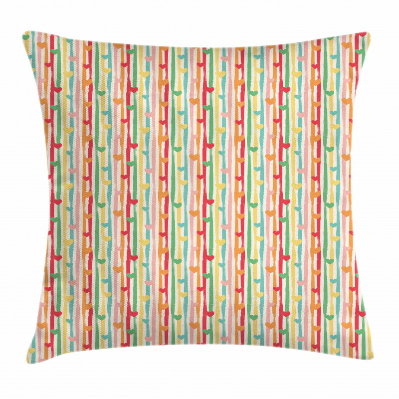 Hearts on Stripes Pillow Cover