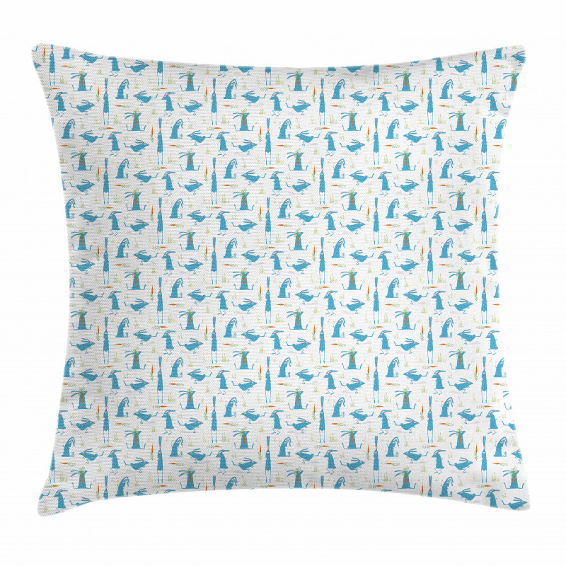 Cartoon Running Rabbits Pillow Cover