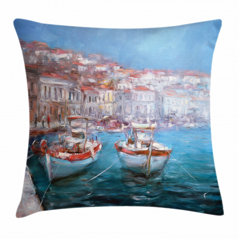Fishing Boats on Shore Pillow Cover