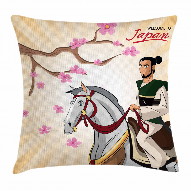 Medieval Man on a Horse Pillow Cover