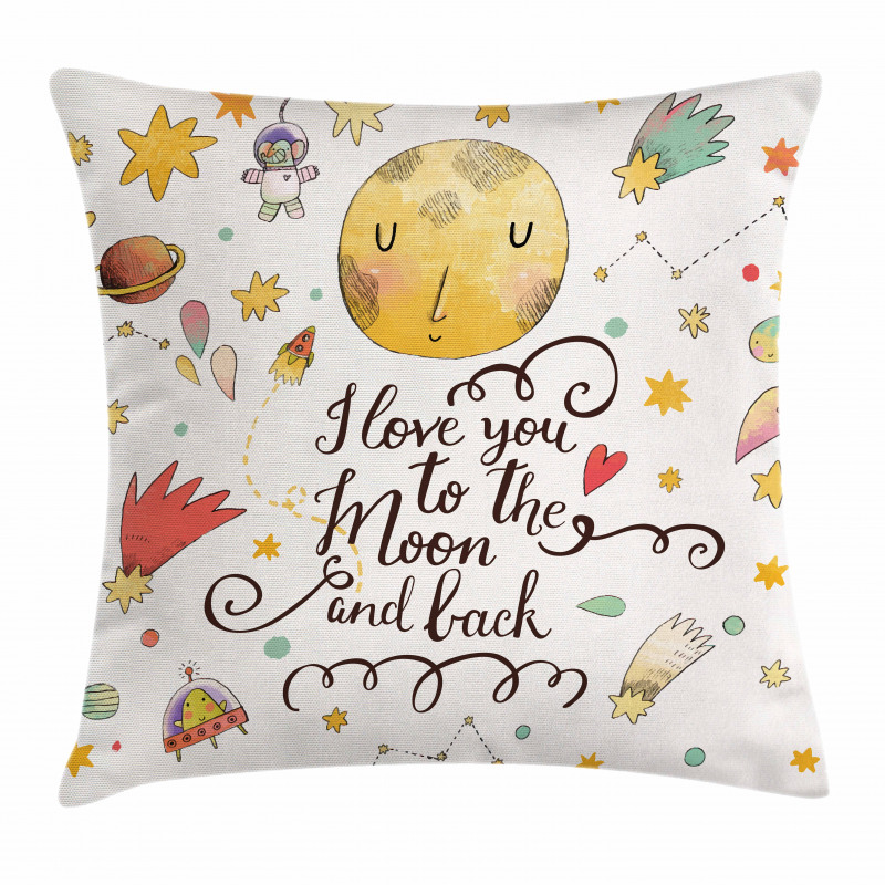 Moon and Back Slogan Pillow Cover